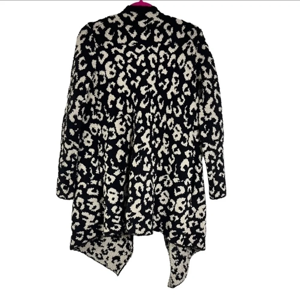 UGG Phoebe Leopard Knit Wrap Cardigan, Black + White, Size S